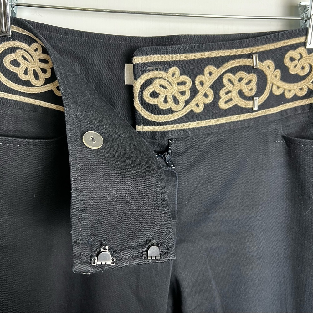 Ann Taylor Loft - Navy Blue Trousers with Embroidered Waistband - Sz.‎ 8 - Picture 6 of 7